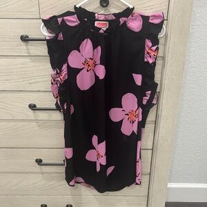 Kate Spade Black and Pink Floral Blouse